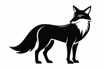 fox silhouette line art vector illustration with a white background