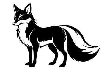 fox silhouette line art vector illustration with a white background