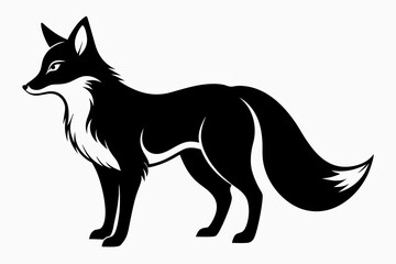 fox silhouette line art vector illustration with a white background