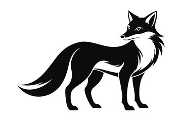 fox silhouette line art vector illustration with a white background