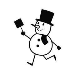 snowman with black hat