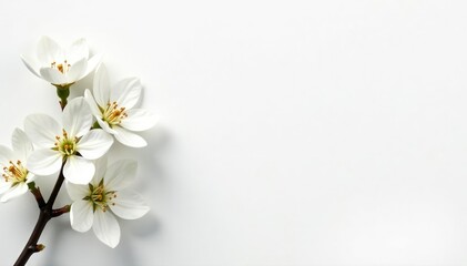 Fototapeta premium Delicate white blossoms against pure white background, detail, macro, texture