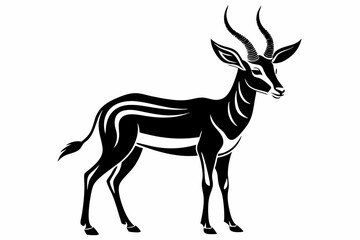 gazelle silhouette line art vector illustration with a white background