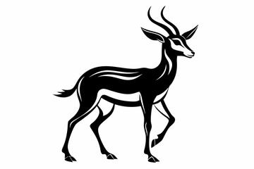 gazelle silhouette line art vector illustration with a white background