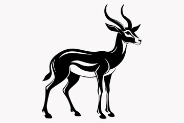 gazelle silhouette line art vector illustration with a white background