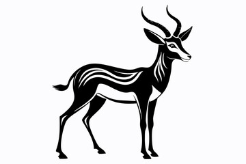 gazelle silhouette line art vector illustration with a white background