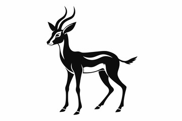 gazelle silhouette line art vector illustration with a white background