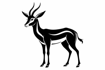 gazelle silhouette line art vector illustration with a white background