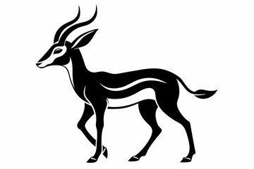 gazelle silhouette line art vector illustration with a white background