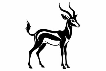 gazelle silhouette line art vector illustration with a white background