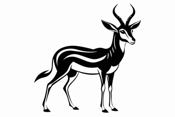gazelle silhouette line art vector illustration with a white background