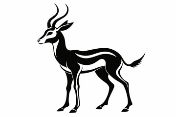 gazelle silhouette line art vector illustration with a white background