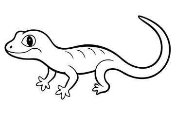 gecko silhouette line art vector illustration with a white background