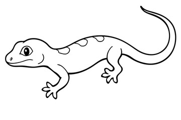 gecko silhouette line art vector illustration with a white background