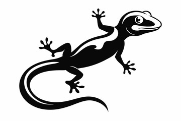 Naklejka premium gecko silhouette line art vector illustration with a white background