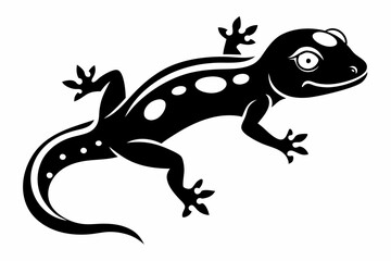 gecko silhouette line art vector illustration with a white background