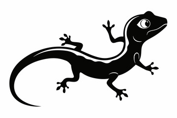 gecko silhouette line art vector illustration with a white background