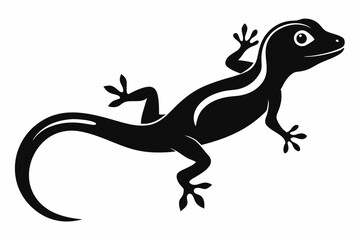 gecko silhouette line art vector illustration with a white background