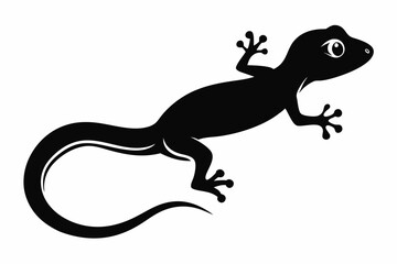 gecko silhouette line art vector illustration with a white background