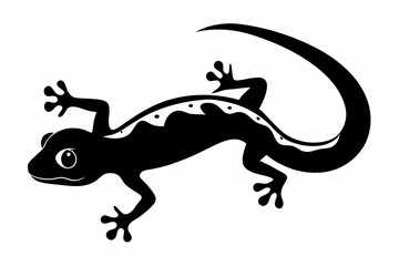 gecko silhouette line art vector illustration with a white background