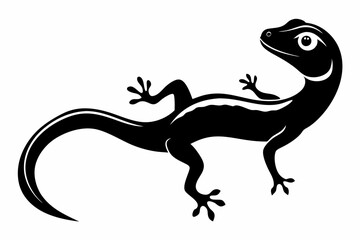 gecko silhouette line art vector illustration with a white background