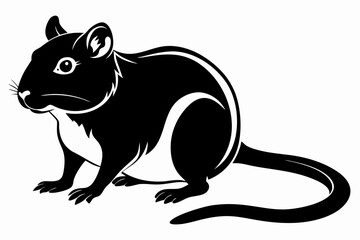 gerbil silhouette line art vector illustration with a white background