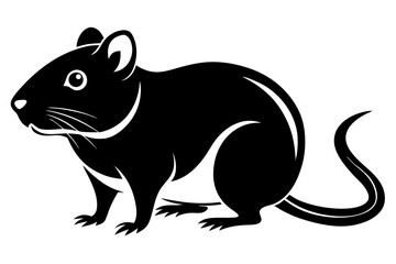 gerbil silhouette line art vector illustration with a white background