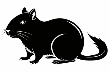 gerbil silhouette line art vector illustration with a white background