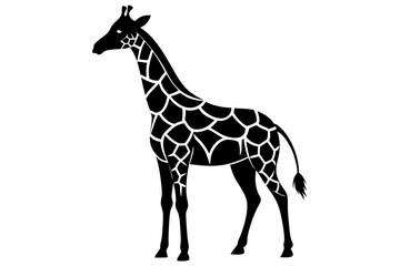 giraffe silhouette line art vector illustration with a white background