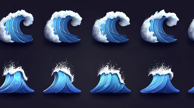 Creative Set of Blue Wave Icons for Various Design Projects Generative AI