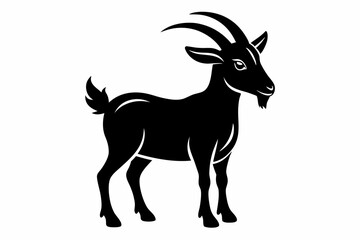 goat silhouette line art vector illustration with a white background