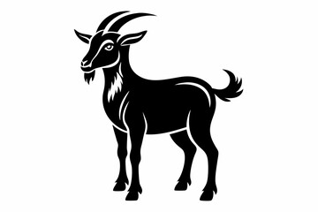 goat silhouette line art vector illustration with a white background