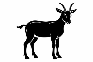 goat silhouette line art vector illustration with a white background