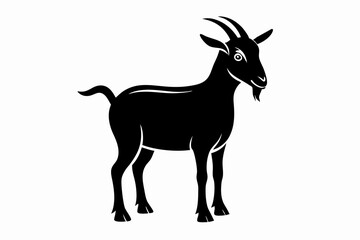 goat silhouette line art vector illustration with a white background