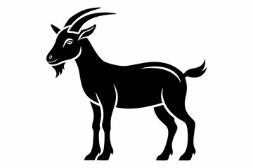 goat silhouette line art vector illustration with a white background