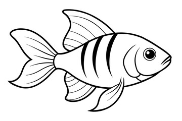 goldfish silhouette line art vector illustration with a white background
