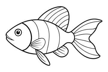 goldfish silhouette line art vector illustration with a white background