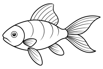 goldfish silhouette line art vector illustration with a white background
