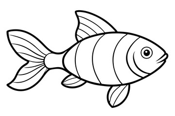 goldfish silhouette line art vector illustration with a white background