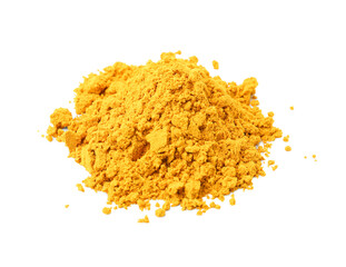 Superfood. Pile of turmeric powder isolated on white