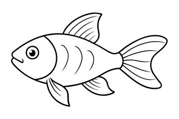 goldfish silhouette line art vector illustration with a white background