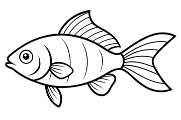 goldfish silhouette line art vector illustration with a white background