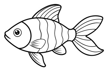 goldfish silhouette line art vector illustration with a white background