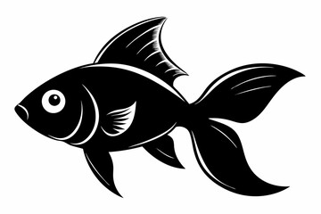 goldfish silhouette line art vector illustration with a white background