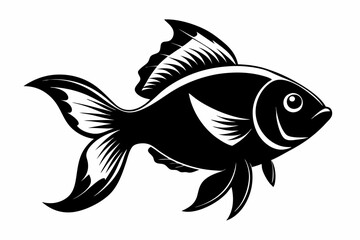 goldfish silhouette line art vector illustration with a white background