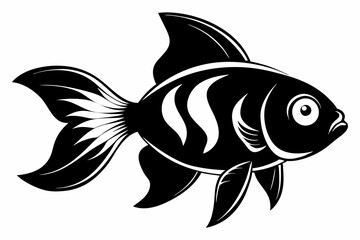 goldfish silhouette line art vector illustration with a white background