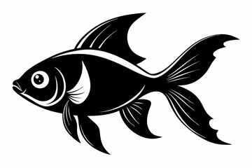 goldfish silhouette line art vector illustration with a white background