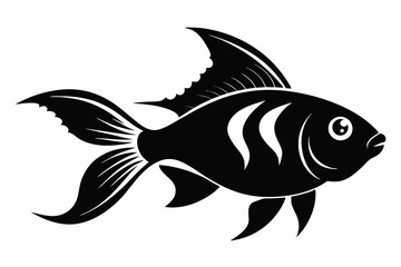 goldfish silhouette line art vector illustration with a white background
