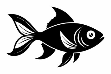 goldfish silhouette line art vector illustration with a white background