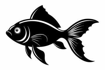 goldfish silhouette line art vector illustration with a white background